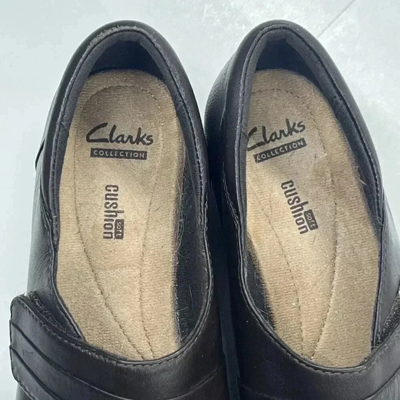 Clarks Women’s Everlay Tara Leather 7.5M Slip on Low Heel Shoes Brown - Picture 9 of 13